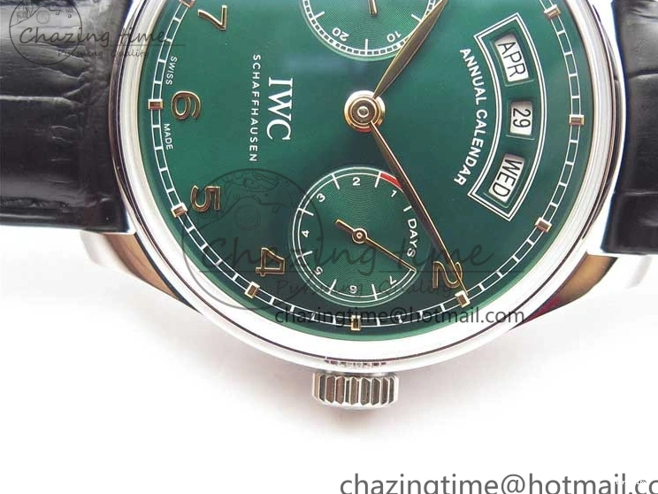 MIROTIME 0212 Portuguese Real PR Real Annual Calendar IW503510 ZF 1:1 Best Edition Green Dial on Black Leather Strap A QuickDry 7097